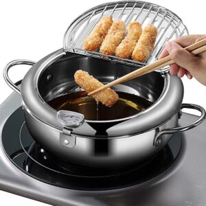 סיר טיגון עמוק מנירוסטה עם מד חום מובנה 2.2 ליטר