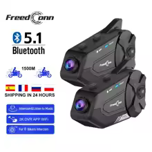 מערכת תקשורת לקסדה + מצלמת דרך FreedConn – אינטרקום Bluetooth עם DVR ו-WiFi
